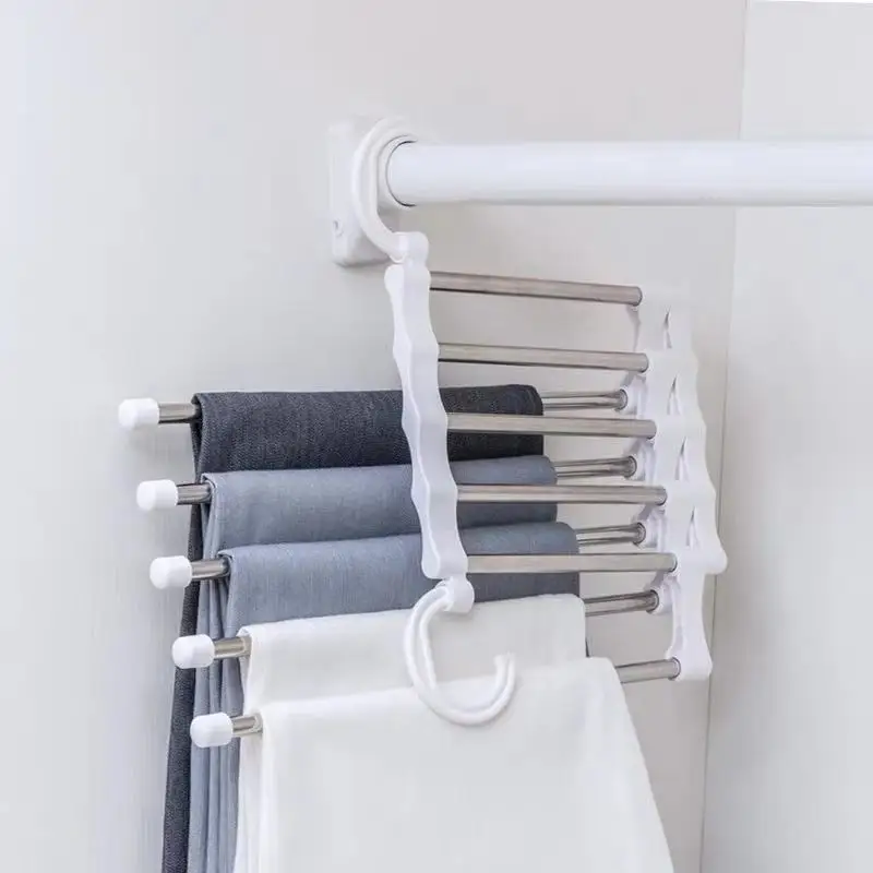 

5 In 1 Pants Storage Rack Multifunctional Wardrobe Organizer Pants Storage Rack Wardrobe Convenient Organizer Storage Hanger