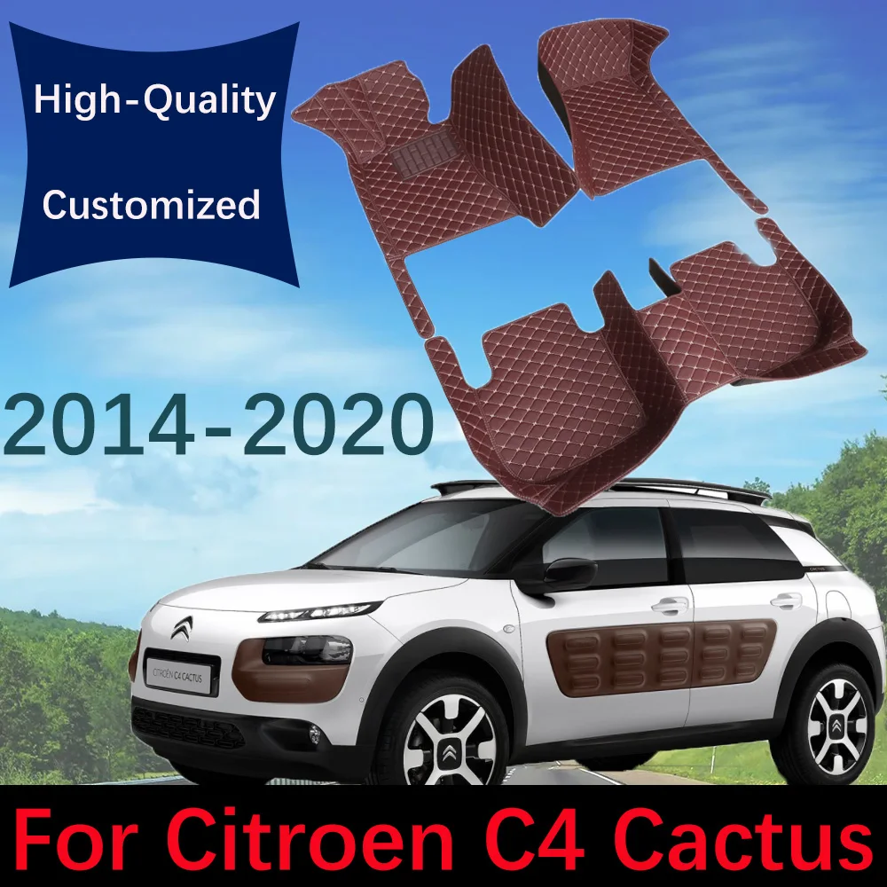 

Custom Leather Car Floor Mats For Citroen C4 Cactus 2014~2020 Fashion Automobile Carpet Rugs Foot Pads Interior Accessories