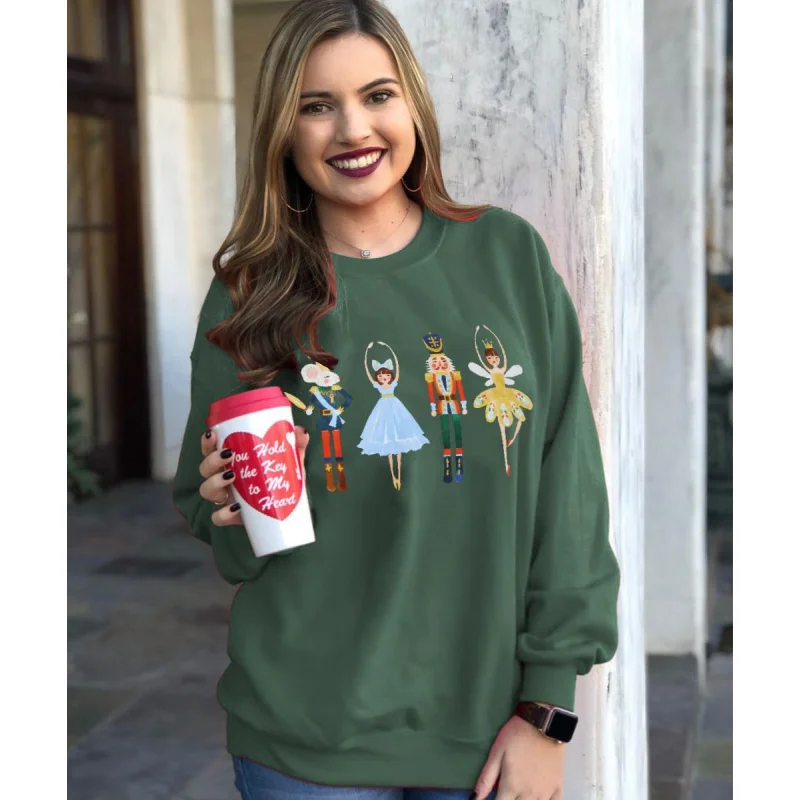 Женская рождественская спортивная одежда Щелкунчик с волшебным узором и круглым