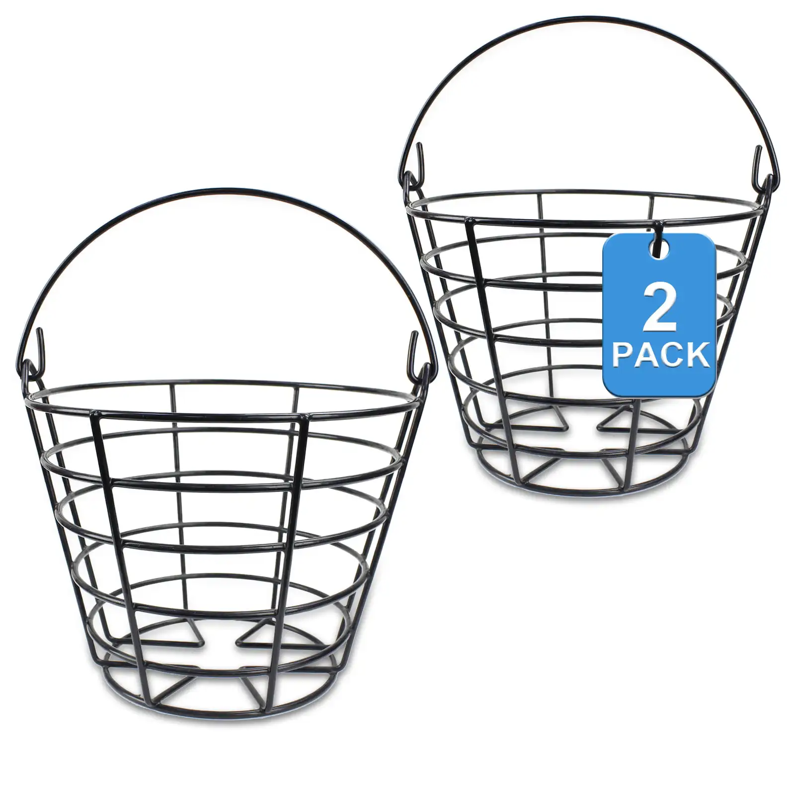 2PCS Stainless Metal Golf Basket Golf Ball Container Ball Bucket