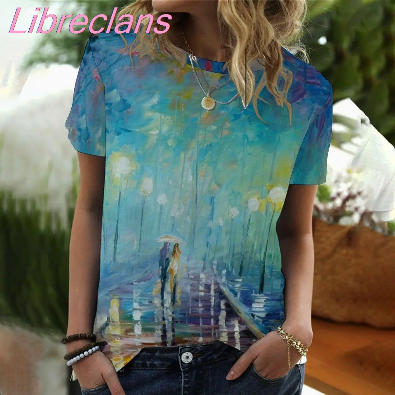 

New Design Summer T-Shirt Women Oil Painting Art 3D Printed Oversized Vintage Fashion T Shirts Girls Kids Clothing Top Tees