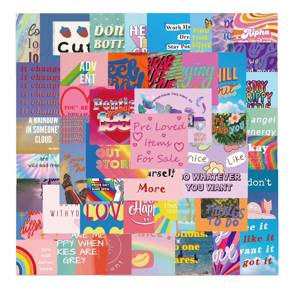 

50PCS Trend Daily Cartoon Lens Graffiti Square Stickers Cute Style DIY Motorcycle Skateboard Notebook Suitcase Decal Sticker