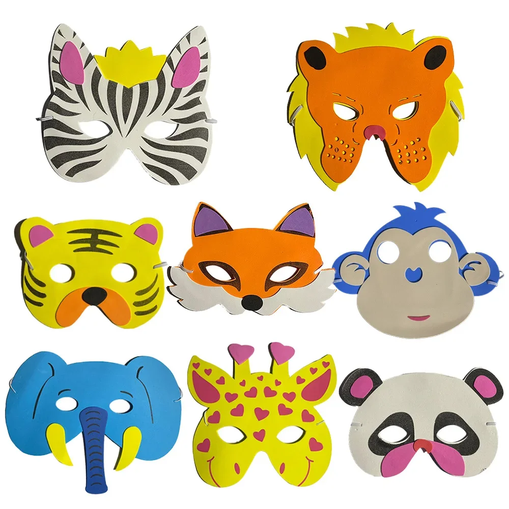 

8Pcs felt Jungle Animals Giant Safar Masks Kids Birthday Dress Up Party Decorations Fox Elephant Lion Tiger Deer