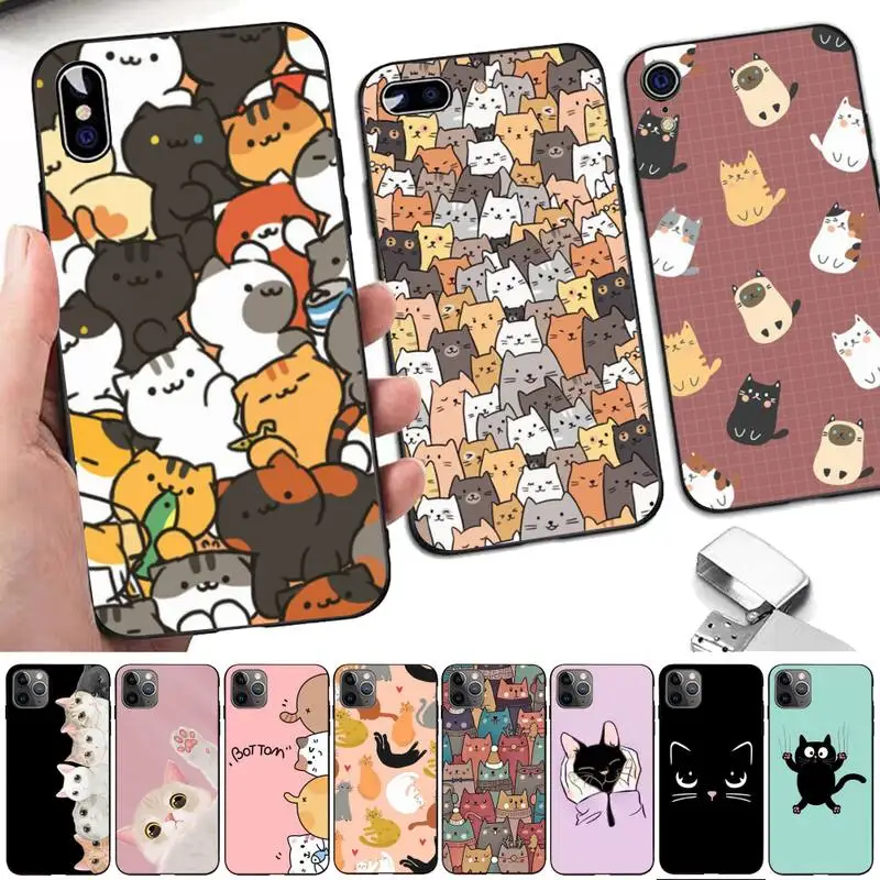 

TOPLBPCS Cat Cute Kitten Catling Phone Case for iPhone 11 12 13 mini pro XS MAX 8 7 6 6S Plus X 5S SE 2020 XR case