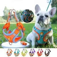pet dog harness for small meduim dogs cat reflective pet chest vest leash adjustable puppy harness and leash set dog accessories