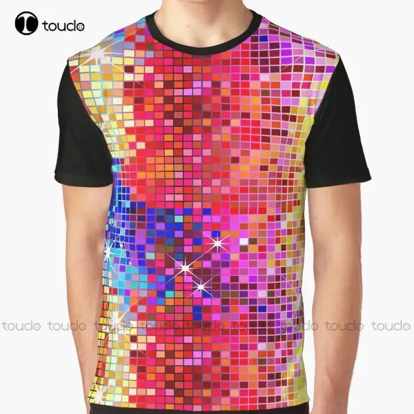 

Image Of Metallic Colorful Sequins Look-Disco Ball Image Glitterpattern Graphic T-Shirt Custom Gift Xxs-5Xl Streetwear