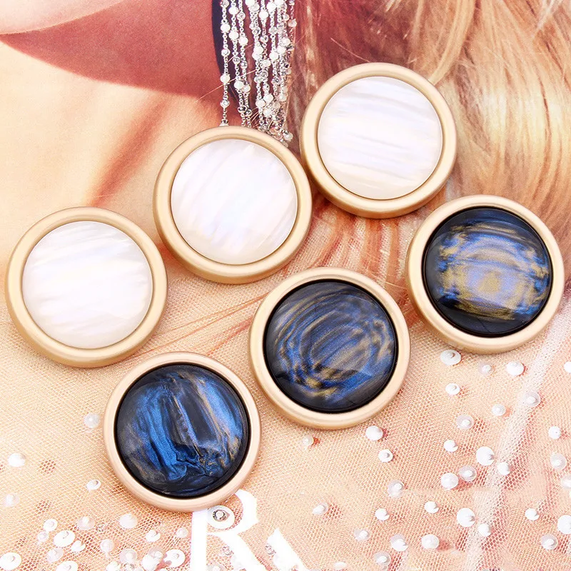 

2pcs High-end Button Woolen Coat Suit Female Round Metal Fashion Exquisite Opal Decoration Large Button Accessories