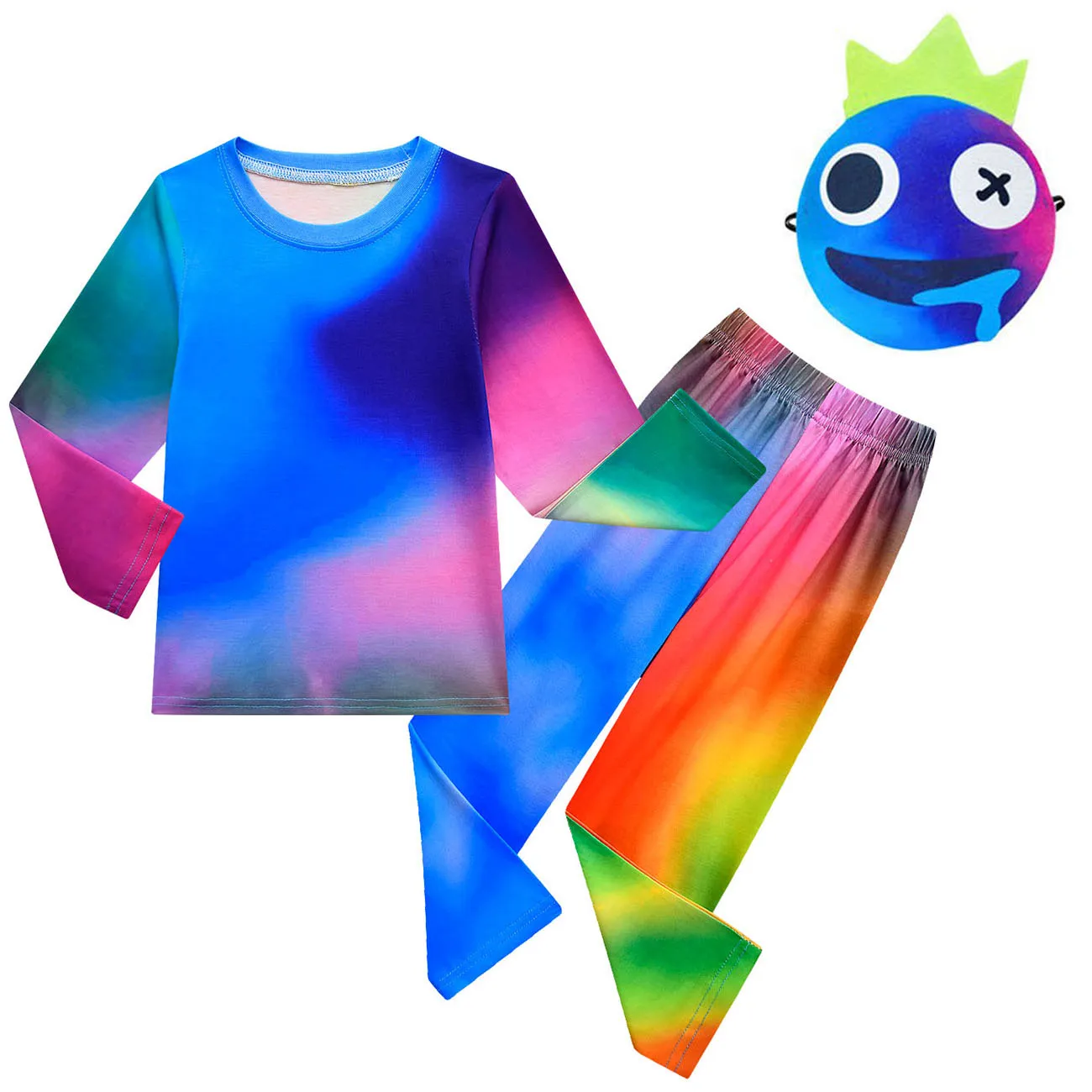 

Костюм для косплея для мальчиков и девочек с героями мультфильмов, радуга, друзей, хлопковая теплая Пижама, Детская футболка с длинным рукав...