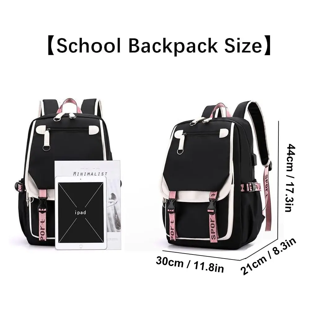 School Backpack Girls Bookbag, Heavy Duty Kids Backpack 21L Children Schoolbag Bookbag with USB Charge Port