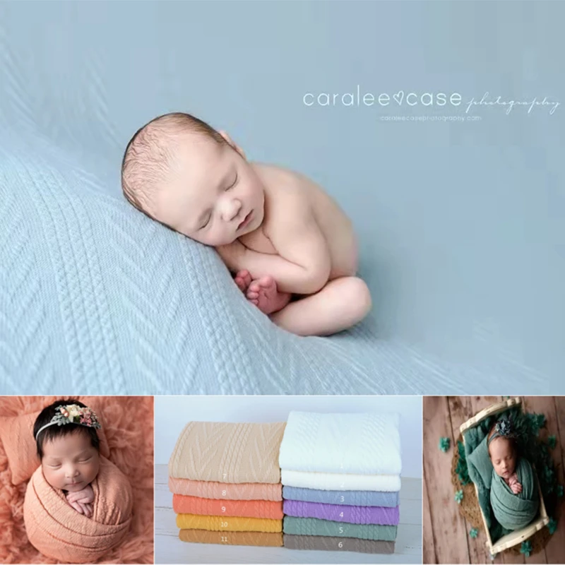 Dvotinst Newborn Baby Photography Props Knitted Twist Wraps Posing Pillow Blanket Backdrops Studio Accessories Shoot Photo Props