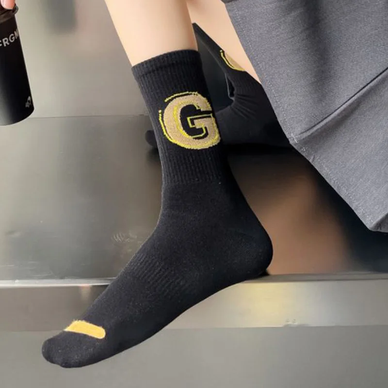 10 Pair Korean Style Women Socks Digital Print Cycling Cotton Socks Set 35-41 Size Autumn Winter Long Cute Foot Cover Streetwear