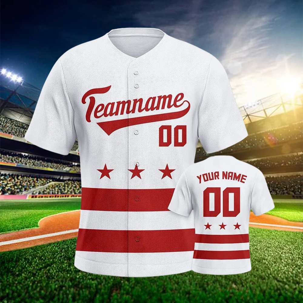 Белый красный бейсбольный трикотаж на заказ для мужчин женщин молодежи детей