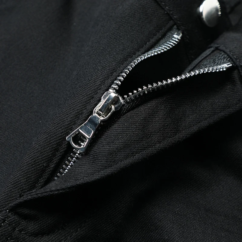 High Street Fashion Men Jeans Black Color Elastic Stretch Skinny Ripped Jeans Men Leather Patched Designer Hip Hop Brand Pants