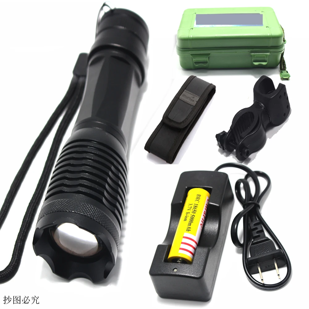 

Масштабируемый светодиодный фонарик 18650 или AAA, масштабируемый светодиодный фонарик T6, масштабируемый фонарик + аккумулятор 18650 + зарядное у...