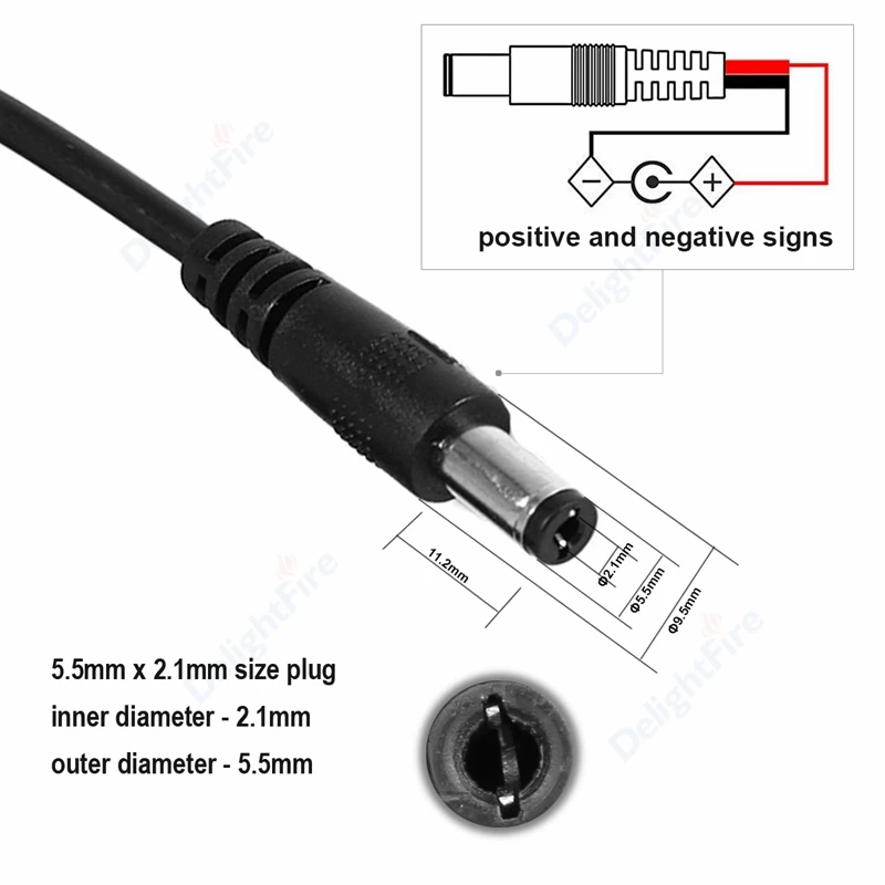 5.5mm*2.1mm 1 Female To 2 Male Way DC Power Splitter Connector Plug Extension Cable for CCTV LED Strip Light Supply Adapter |