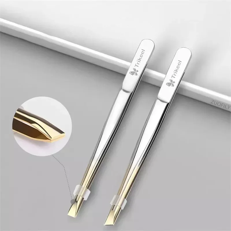 

Steel Flat/Slant Tip Multifunction Tweezer Eyebrow Tweezer Face Hair Removal Make Up Tool False Eyelashes Tweezer Tool