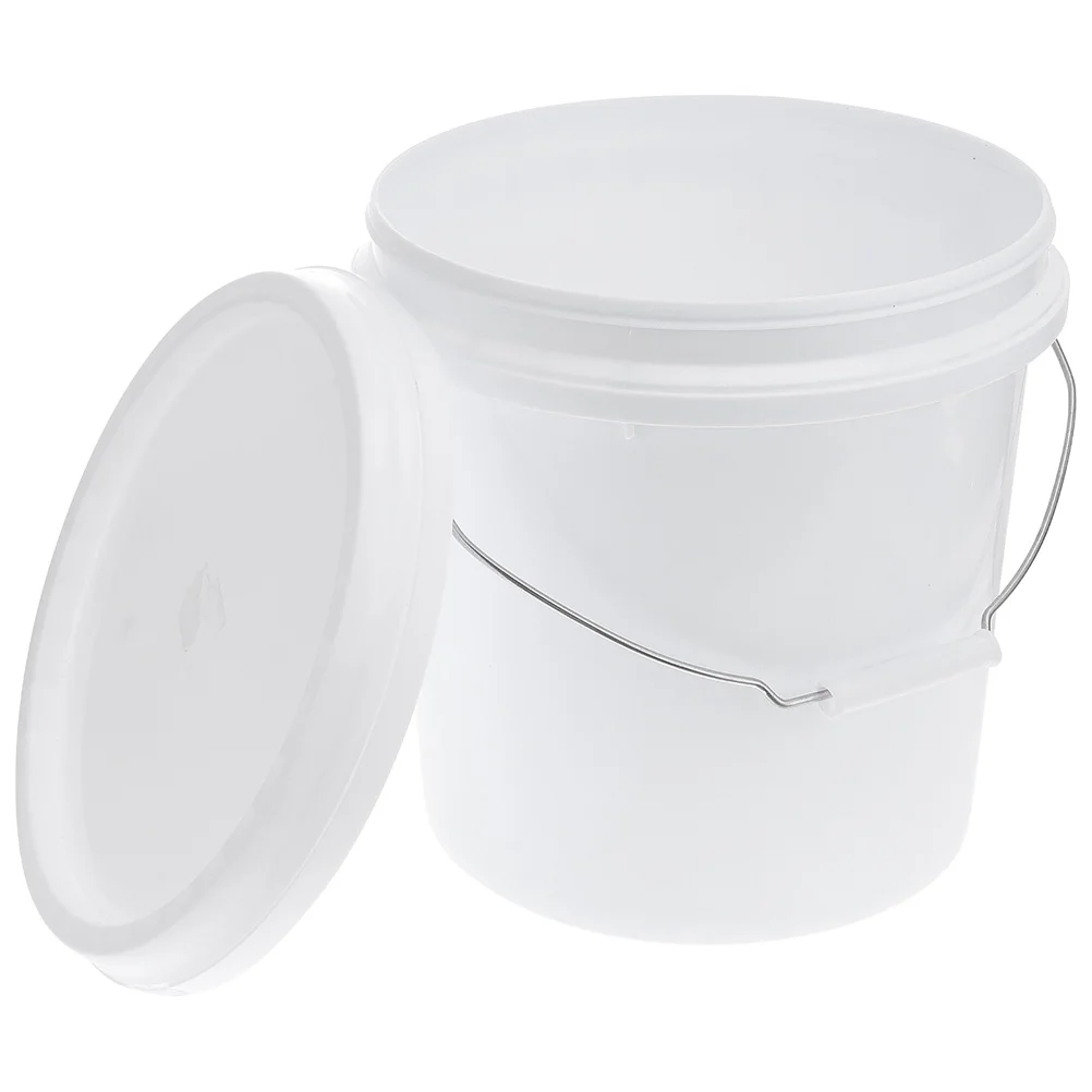 Plastic Barrel Buckets Square with Lid of 5 Liters Gallon and Handle 1 Handles Lids Clear Tote Hamper Food Grade Cover Cube