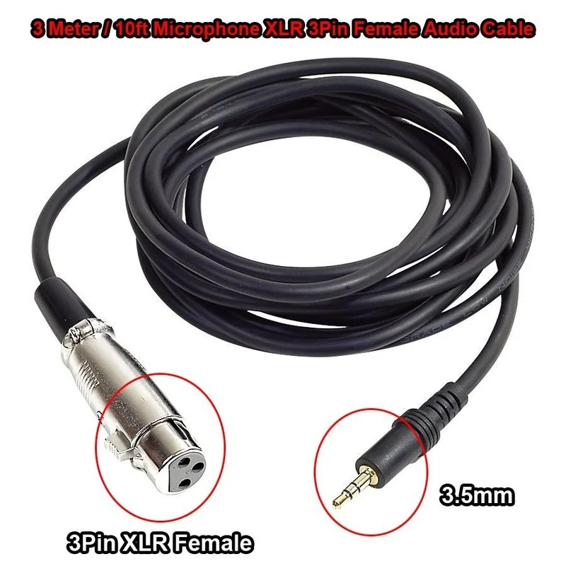 

3m 10 Feet Condenser Microphone Cable XLR 3Pin Female To 3.5mm Microphone Cable for Karaoke KTV Computer Broadcast Studio Mic