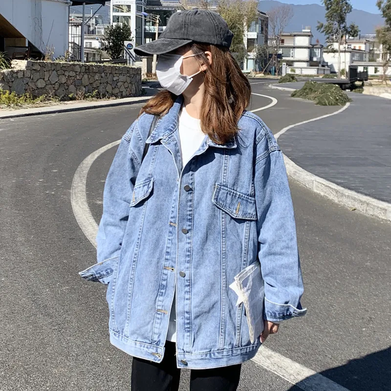 

Loose Jeans Jackets Women Vintage Long Sleeve Turn Down Collar Oversized Coats Spring 2023 New Korean Casual Women Coat Jacket