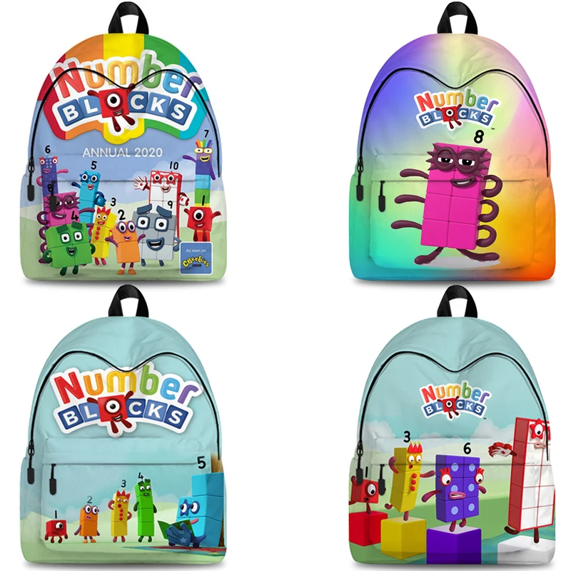 

Мультяшные нумейские блоки, Рюкзаки большой емкости, дорожный рюкзак для мальчиков и девочек, сумка для книг, холщовые школьные сумки, нумераторы, рюкзак