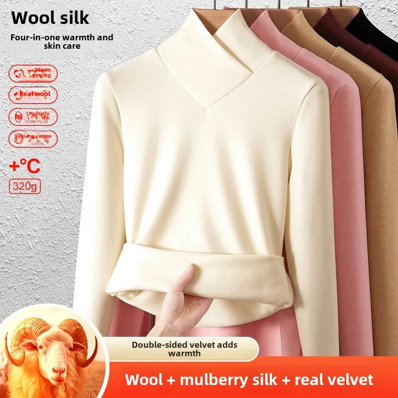 Ankela красный шелковый шерстяной базовый свитер женская внутренняя одежда