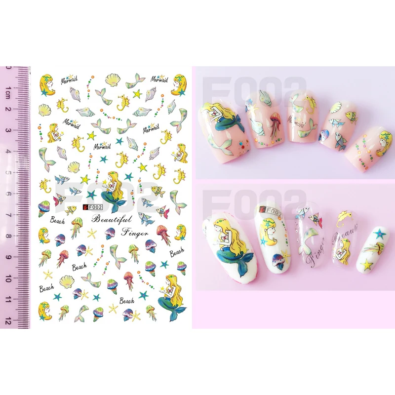 

10PCS 3D Ocean Series Nail Art Sticker DIY Shark Starfish Self Adhesive Nail Slider Seahorse Nail Art Decorative Decal