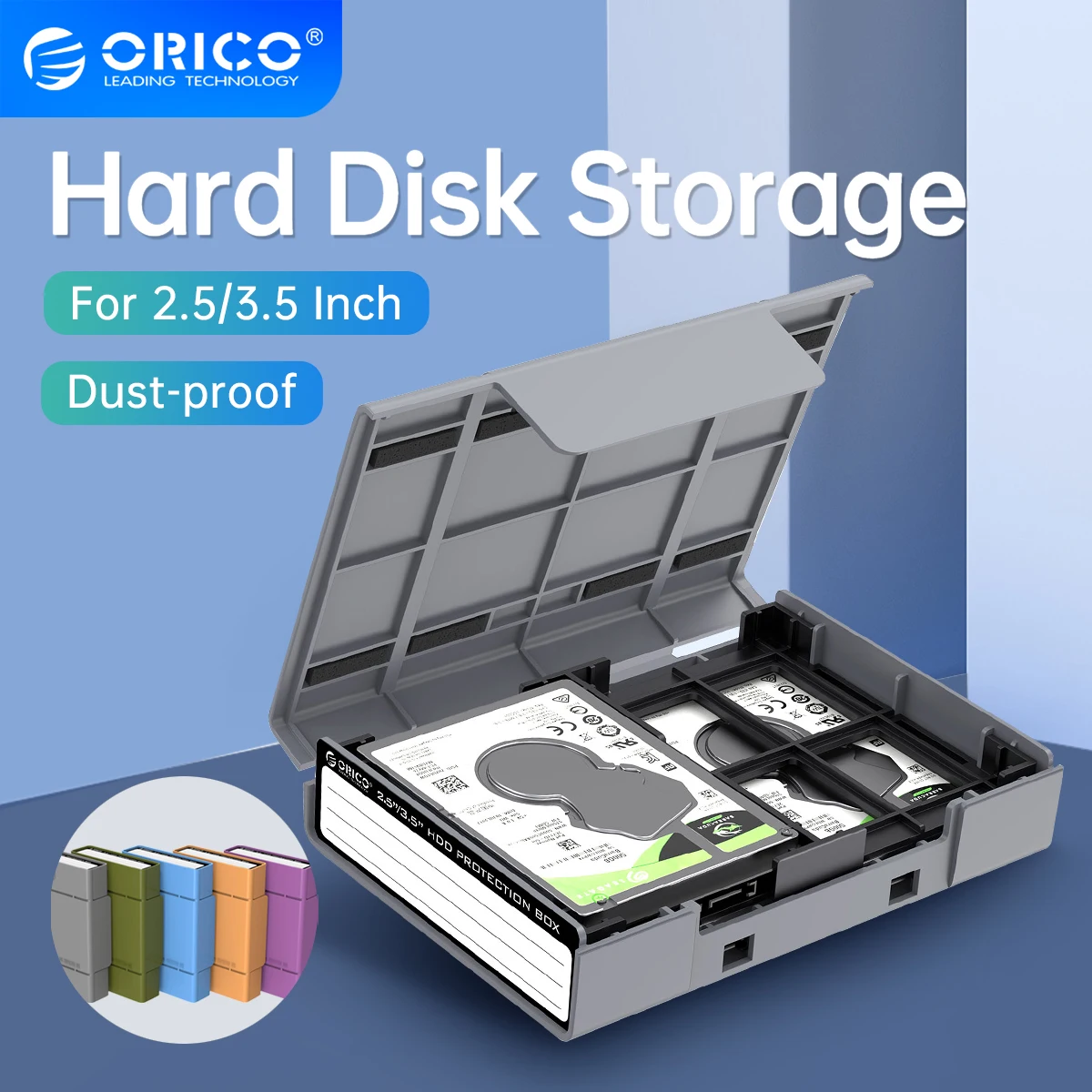 ORICO SSD M.2 Protect Case Hard Case Box with Label for 2.5/3.5 inch Hard Drive Disk SSD HDD Case Water-proof Storage Box