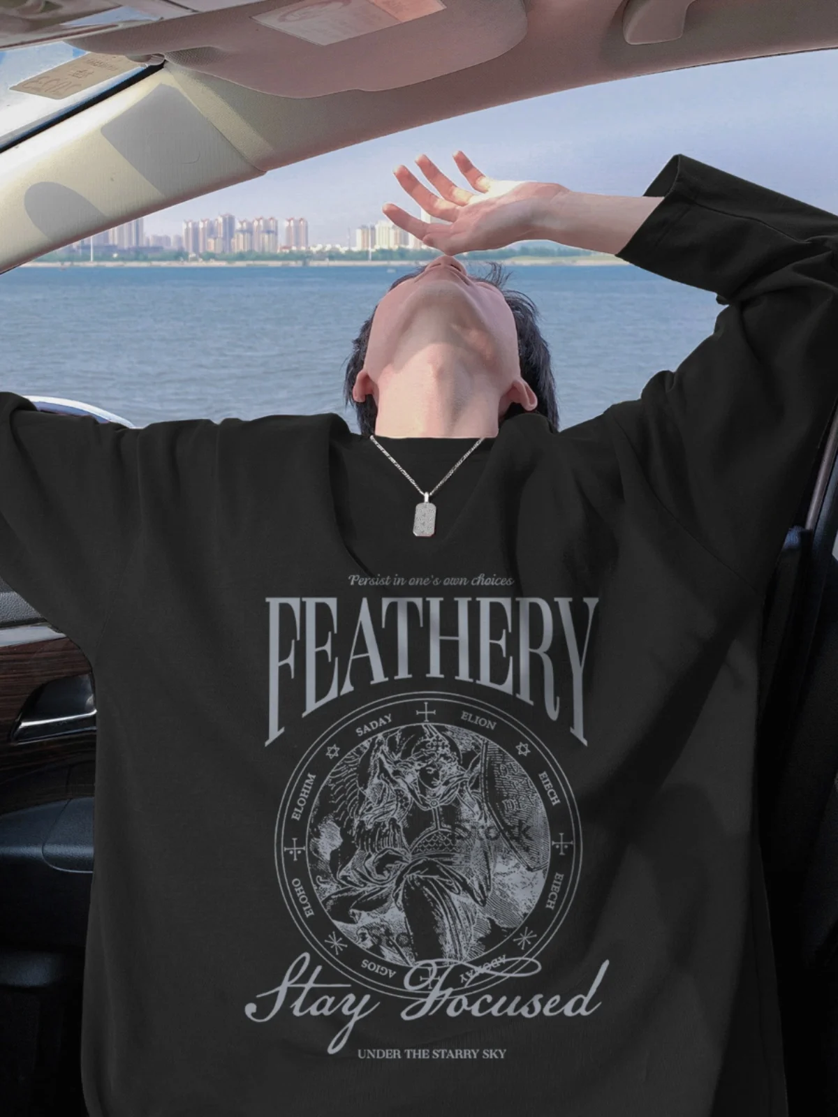 Мужская хлопковая рубашка с длинным рукавом черная Свободная кофта круглым