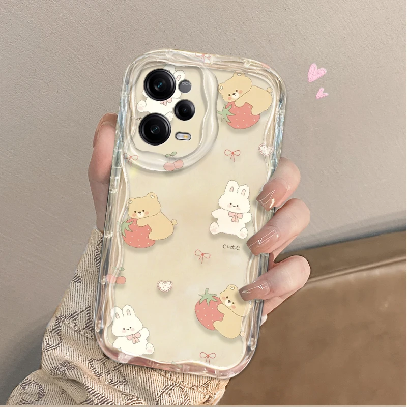 Прозрачный чехол с рисунком медведя и динозавра для Xiaomi Redmi Note 13 12 Pro Plus 4G 5G 12S 11S 11 10