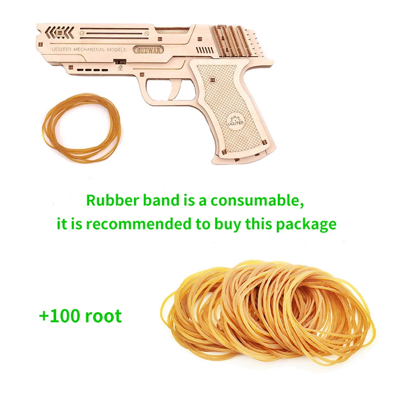 Пистолет с резиновой лентой 3D головоломка DIY ручной пистолет деревянный набор