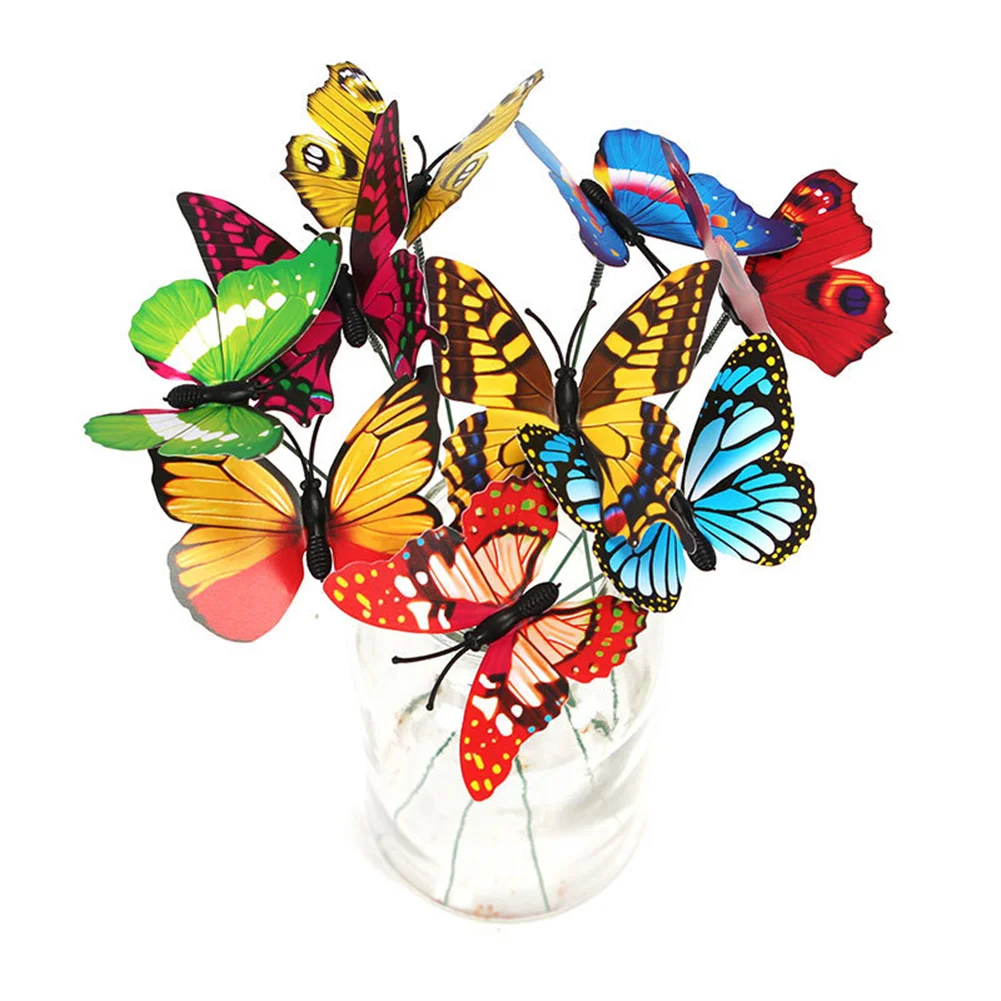 

50Pcs Butterfly Stakes Outdoor Yard Planter Flower Pot Bed Garden Decor Yard Art Colorful Whimsical Butterfly Stakes