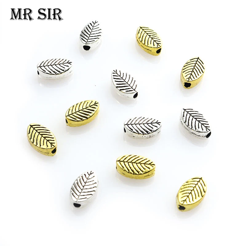 

30pcs Tree Leaves Spacer Beads Charm Antique Gold/Silver Color Alloy Loose Bead Jewelry Making DIY Pendants Bracelet Accessories