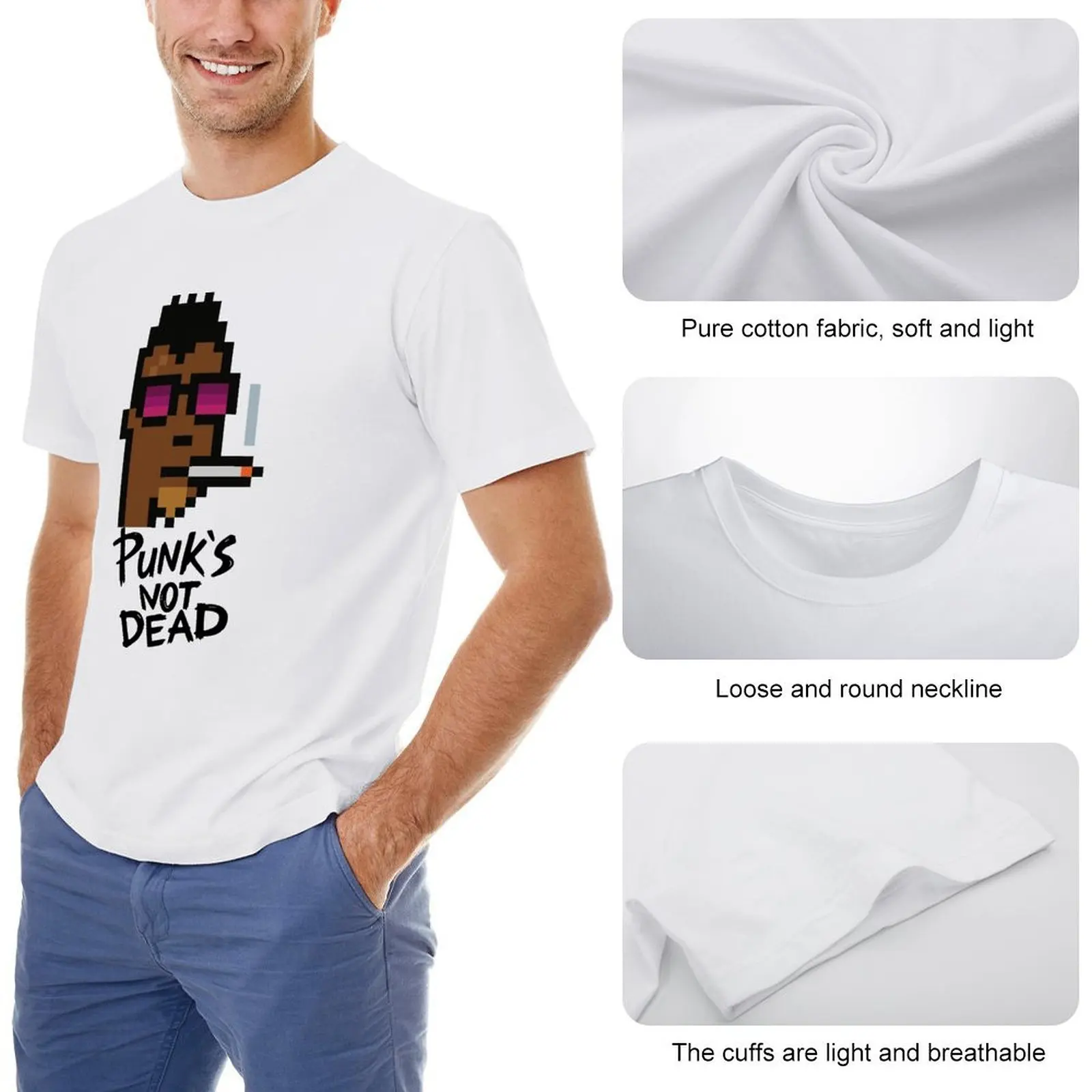 Smokey криптопукс NFT S для продажи футболка с круглым вырезом