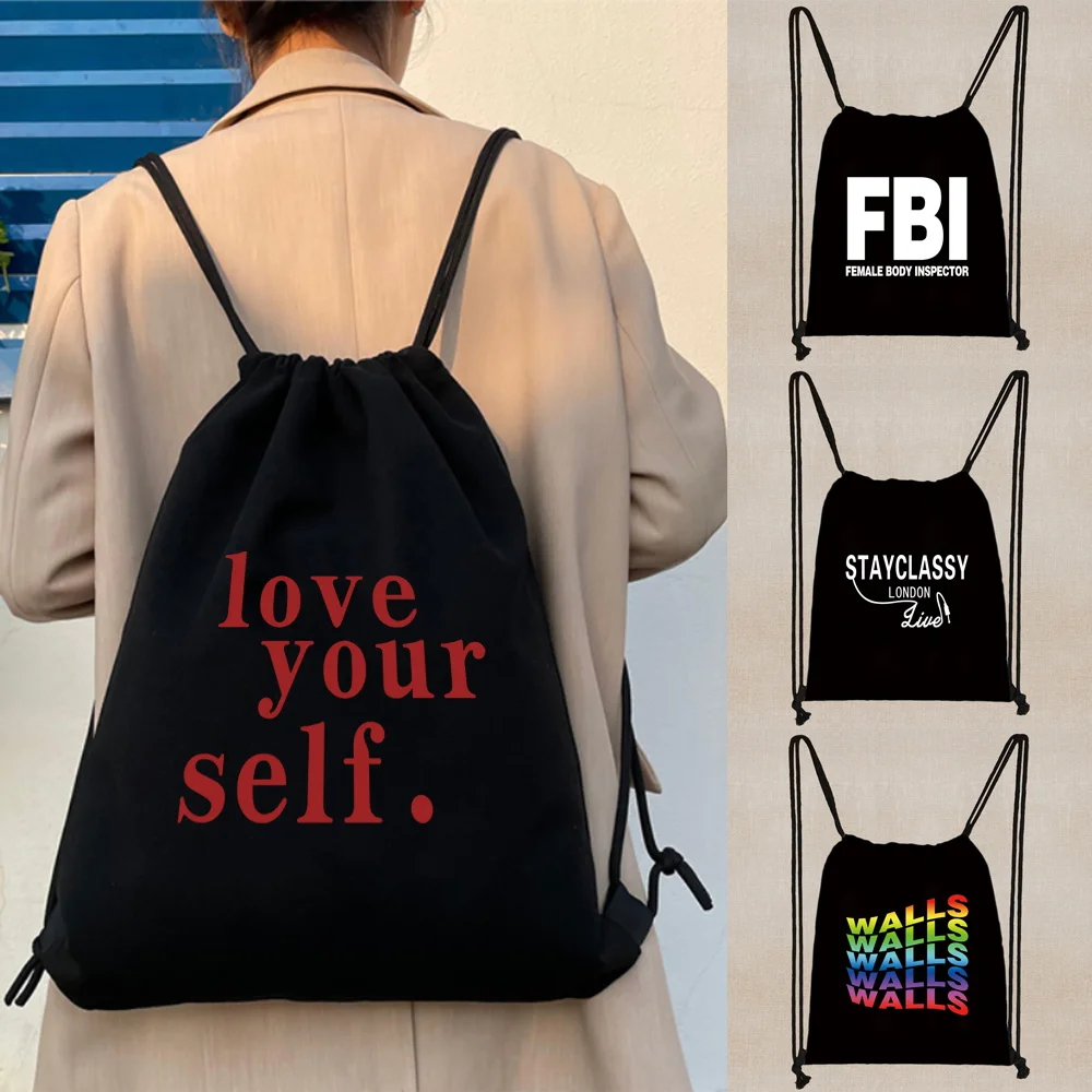 

Холщовый Рюкзак на шнурке для мужчин и женщин, экологически чистая Спортивная Дорожная сумка-Органайзер для покупок, модные сумки, серия ст...