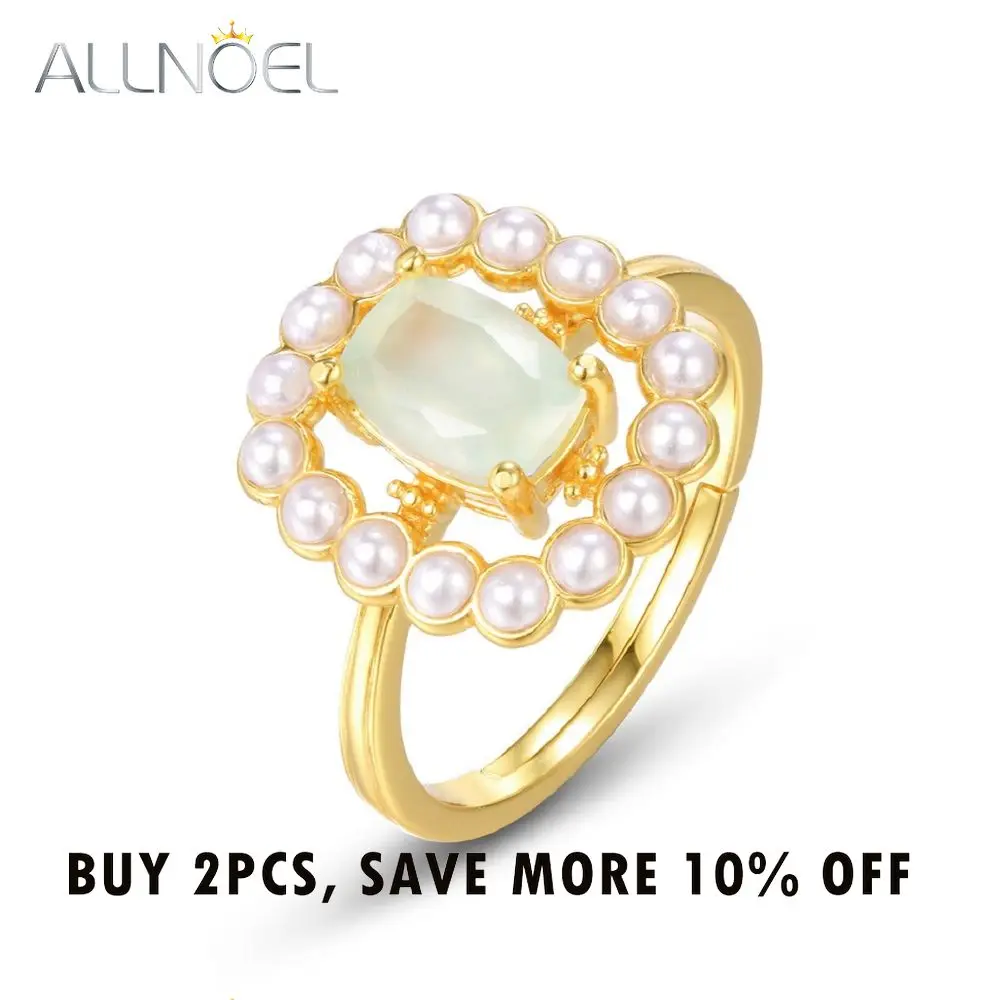 

ALLNOEL Prehnite изменяемые кольца для женщин, 925 пробы, серебро, белый корпус, жемчуг, позолота, изысканные ювелирные изделия, роскошные свадебные п...