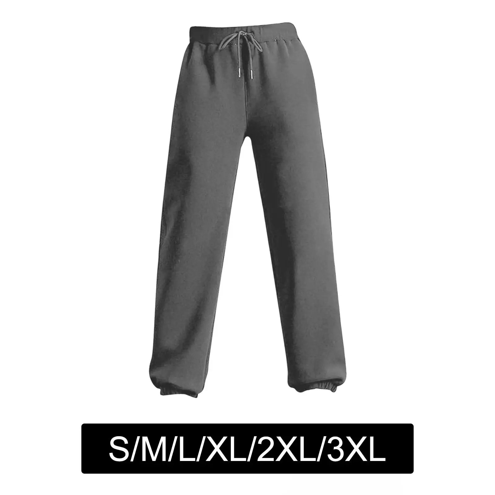 

Plush Lined Sweatpants Jogger Pants with Pockets Drawstring Warm Thermal Soft Harem Trousers for Winter Sports Ladies Gray Women