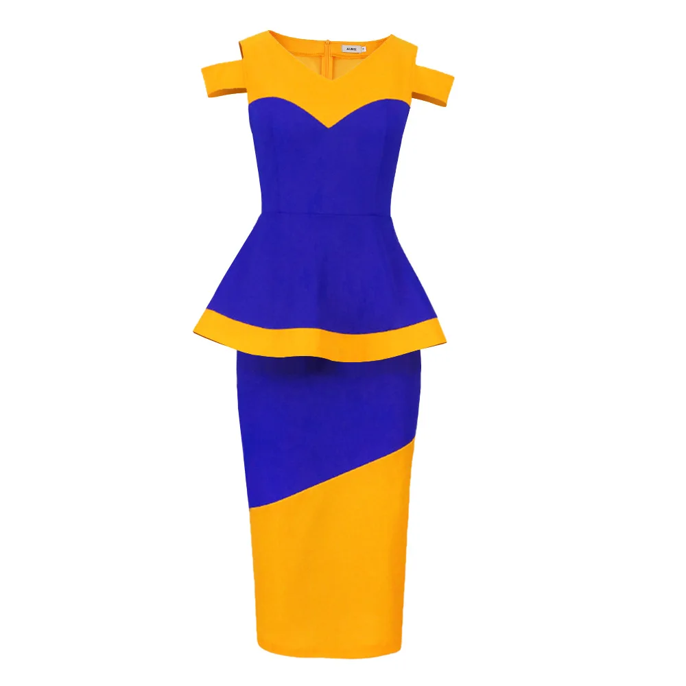 EOENKKY Plus Size Exotic Apparel Fashion Summer New Fat MmV Collar Stitching Sleeve Skirt Pencil Wholesale Dropshiping Customize