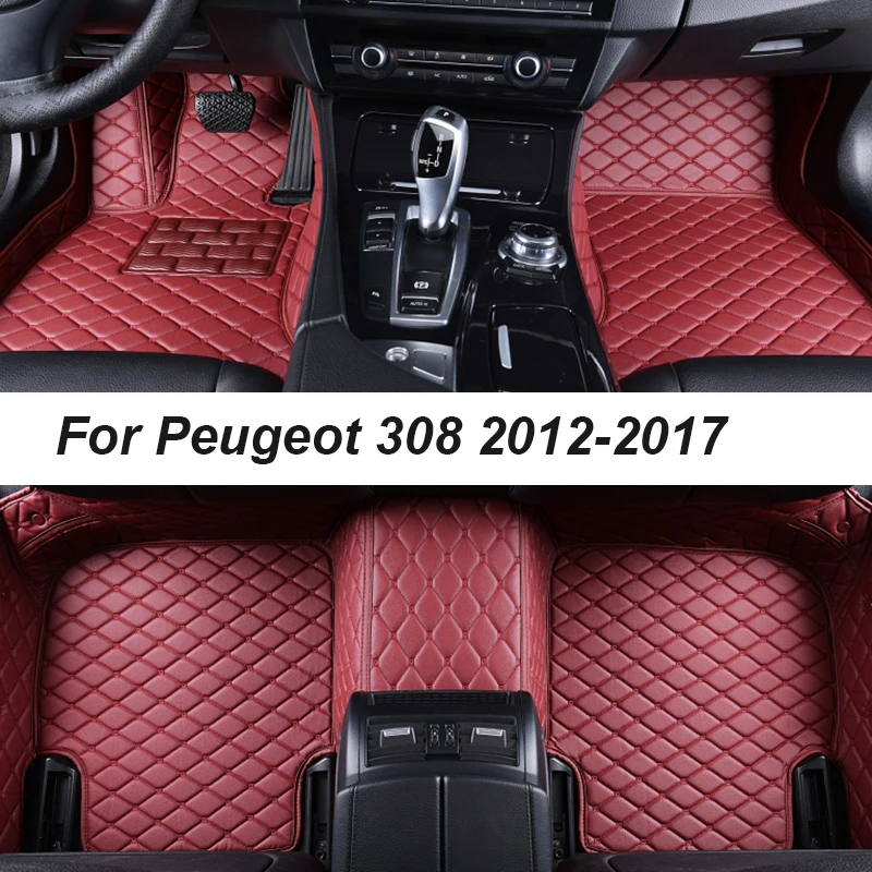 

Автомобильные коврики для Peugeot 308 2012-2017, Прямая поставка, аксессуары для автомобильного интерьера, 100%, кожаные коврики, накладки для ног