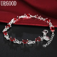 925 sterling silver red aaa zircon bracelet for women party engagement wedding gift fashion jewelry