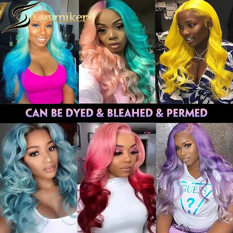 HD Colored 613 Blonde 13x4 Lace Frontal Wig Pre Plucked Brazilian Body Wave Human Hair Wigs Women Can Be Dyed Pink Purple Ginger |