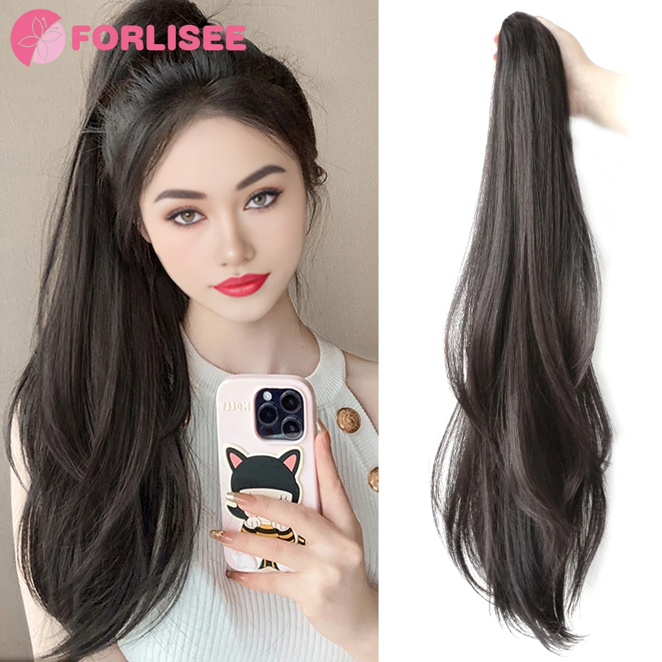 Синтетический парик FORLISEE Женский хвост с зажимом высокий натуральные слегка