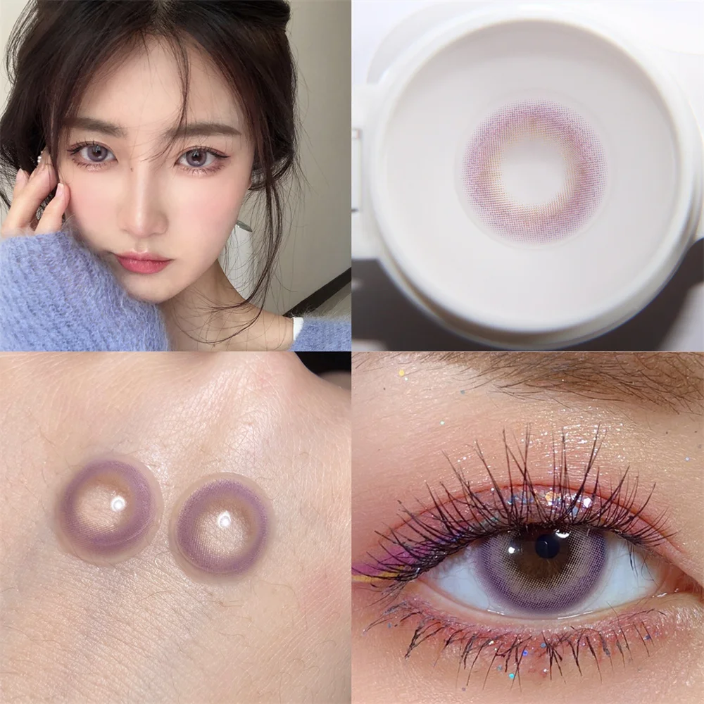 4D синие контактные линзы ежегодные цветные мягкие для глаз близорукости степень