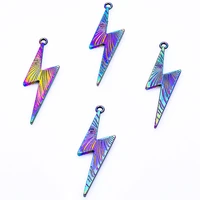 5pcslot lightning thunderbolt line pattern pendant punk weather sky rainbow color charms for diy designer jewelry%c2%a0making
