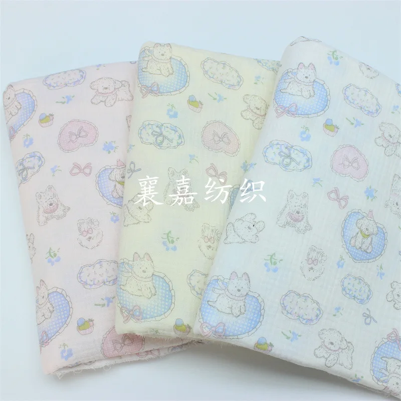 Двойной марлевый креп мультяшный щенок детская одежда пижамы ткань