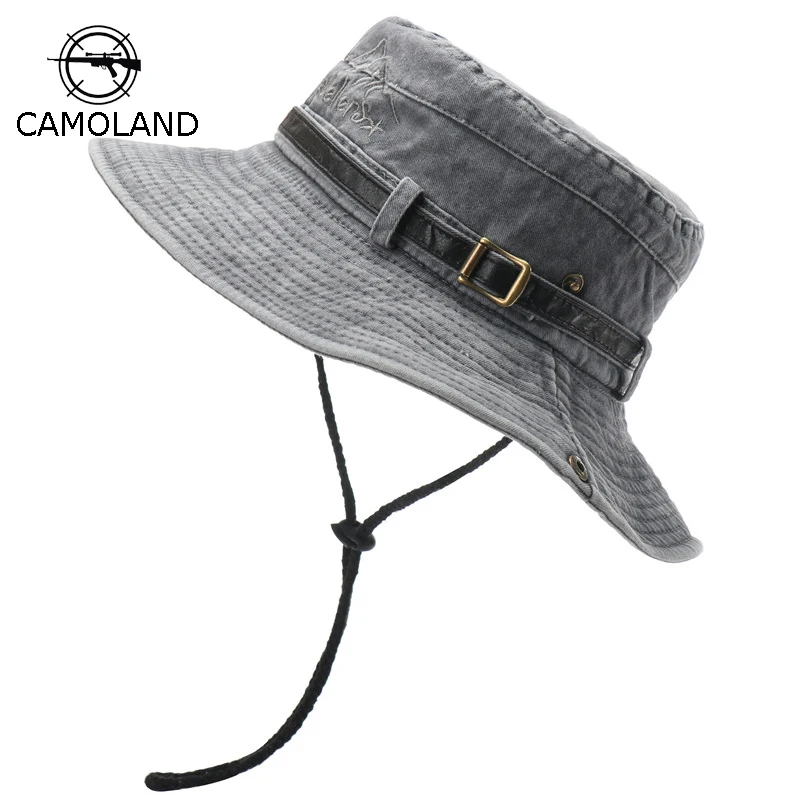 

CAMOLAND Cotton Bucket Hat For Women Men Summer Anti UV Sun Hats Wide Brim Fishing Hat Male Outdoor Hiking Climbing Caps