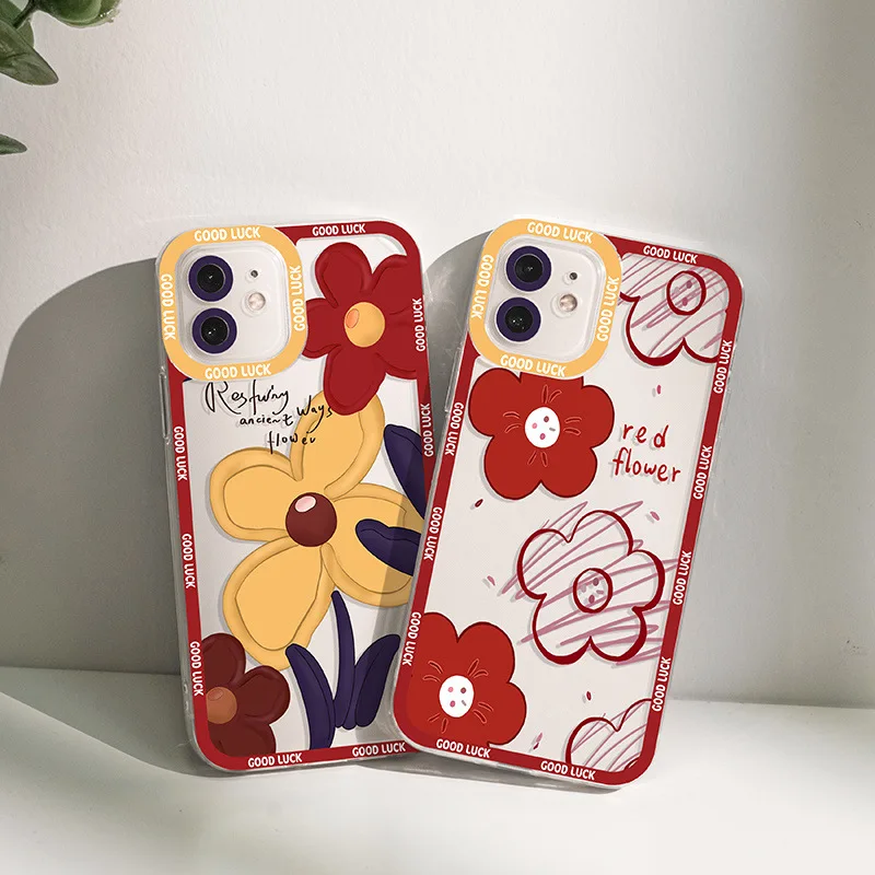 

Soft Case for Apple iPhone 14 13 12 11 Pro MAX 13 12 Mini XS X XR 7 8 Plus Clear Coque Elegant Flower