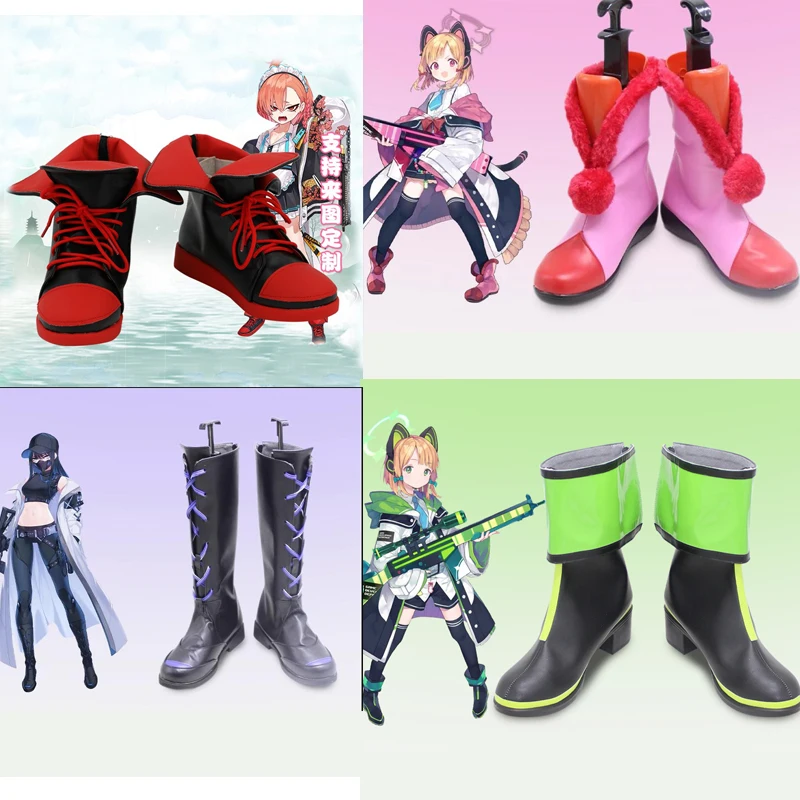 Синий архив Jomae Saori Mikamo Neru Boots Аниме Косплей Вечеринка Saiba Midori Momoi Shoes