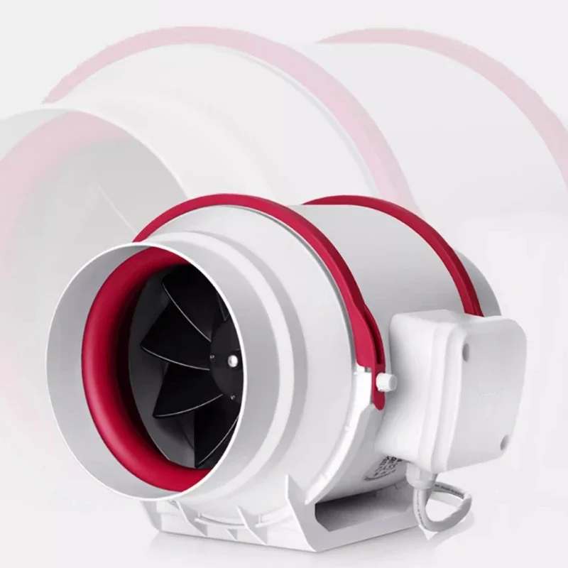Кухонный бесшумный канальный вентилятор бытовой мощный вытяжной трубопроводной