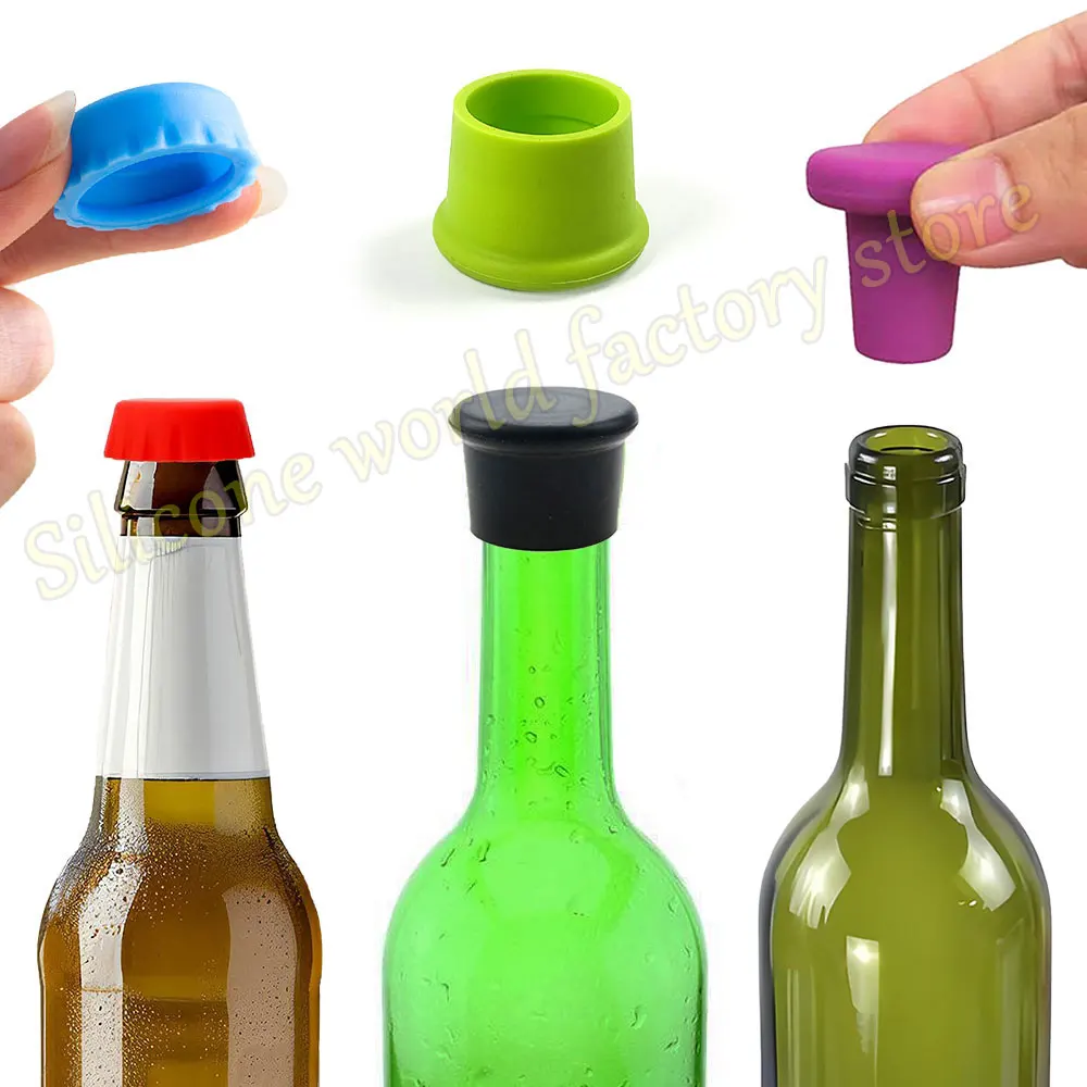 Фото Комплект из 3/6/12 силиконовых крышек для сохранения свежести продуктов: для бутылок с газировкой, пивом, винных бутылок, уксуса, соевого соуса. №4