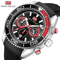 mini focus black sport style quartz watches silicone strap chronograph wristwatch 3 dials mens date clock relogio masculino